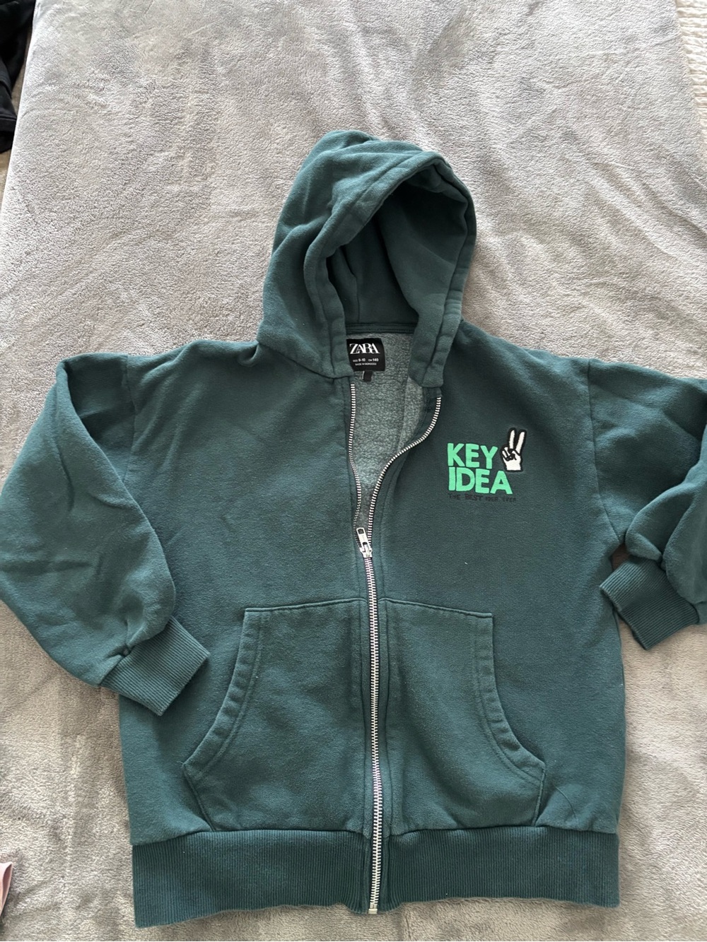 Zara Kids Green Zip-Up Hoodie - Size 9/10